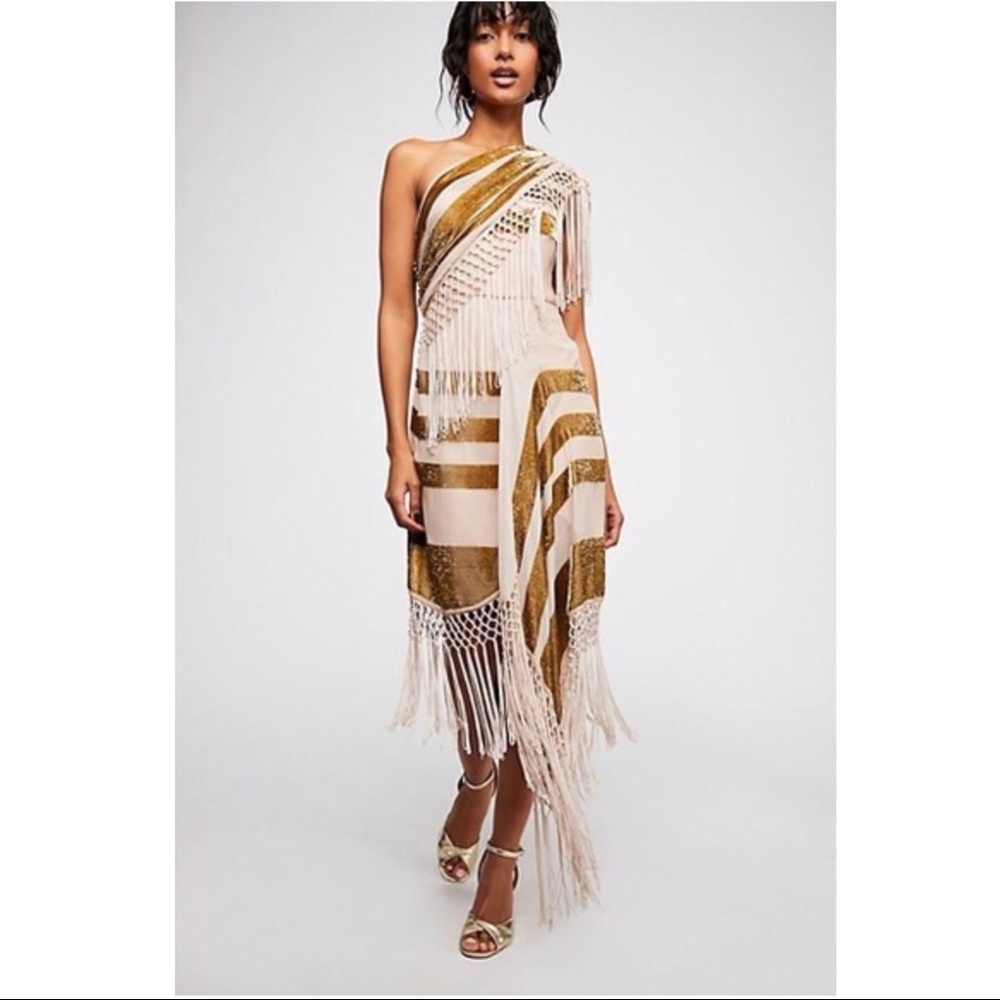 Alice McCall Champagne for Her Fringe Midi Dress